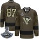 Men Pittsburgh Penguins #87 Sidney Crosby Green Salute to Service 2017 Stanley Cup Finals Champions Stitched NHL Jersey