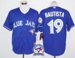 mlb toronto blue jays #19 jose bautista blue cool base jerseys with 40th anniversary patch