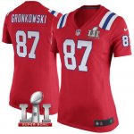 Women's NIKE NFL New England Patriots #87 Rob Gronkowski Red Super Bowl LI Bound Game Jersey