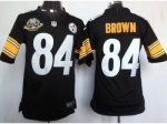 nike nfl pittsburgh steelers #84 brown black jerseys [80th patch