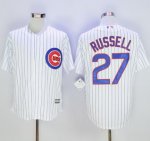 mlb majestic chicago cubs #27 addison russell white new cool base jerseys [blue stripe]