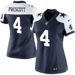 Women's Nike Dallas Cowboys #4 Dak Prescott Navy Blue Thanksgiving Throwback Limited NFL Jerseys
