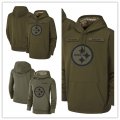 Football Pittsburgh Steelers Olive Salute to Service Sideline Therma Performance Pullover Hoodie