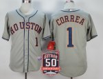 mlb houston astros #1 carlos correa grey cool base 50th anniversary patch jerseys