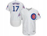mlb chicago cubs #17 kris bryant majestic white flexbase authentic collection jersey with 100 years at wrigley field commemorative patch