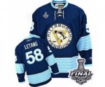 Men's Reebok Pittsburgh Penguins #58 Kris Letang Authentic Navy Blue Third Vintage 2017 Stanley Cup Final NHL Jersey