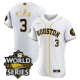 Men's Houston Astros #3 Jeremy Pena White Gold Stitched World Series Flex Base Jersey