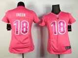 nike women nfl cincinnati bengals #18 green pink jerseys