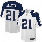 Men's Nike Dallas Cowboys #21 Ezekiel Elliott White Throwback Alternate Game NFL Jerseys