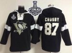Men NHL Pittsburgh Penguins #87 Sidney Crosby Black 2017 Stanley Cup Final Patch NHL Pullover Hoodie