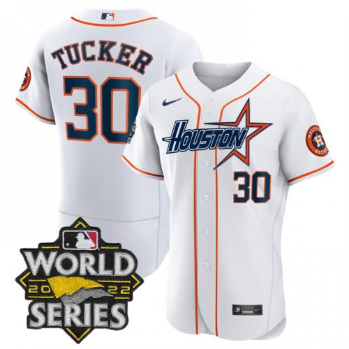 Men\'s Houston Astros #30 Kyle Tucker World Series Stitched White Special Flex Base Jersey
