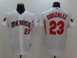 Men's Mexico Baseball #23 Adrian Gonzalez Majestic White 2017 World Baseball Classic Stitched Jersey