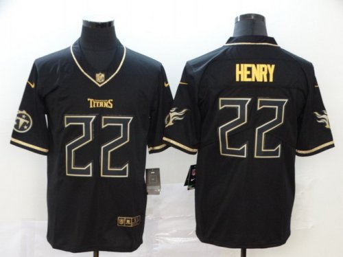 Football Tennessee Titans #22 Derrick Henry Limited Black Golden Edition Jersey