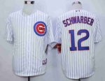 mlb chicago cubs #12 schwarber white blue strip jerseys