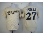 mlb milwaukee brewers #27 gomez cream jerseys [m&n]