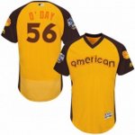 men's majestic baltimore orioles #56 darren oday yellow 2016 all star american league bp authentic collection flex base mlb jerseys