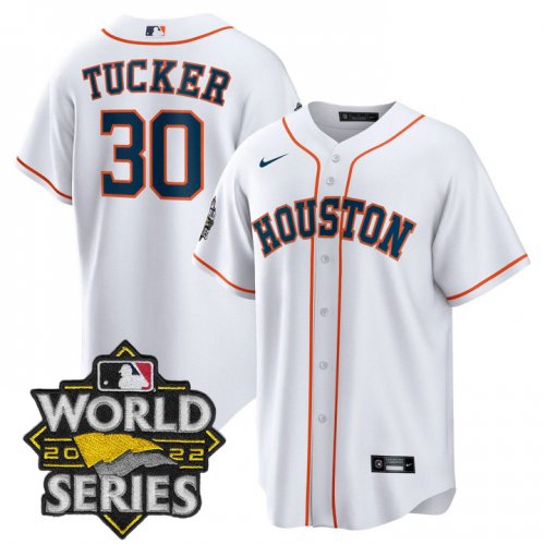 Men\'s Houston Astros #30 Kyle Tucker White Stitched World Series Cool Base Limited Jersey