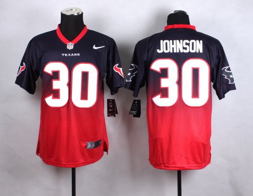 Men\'s Houston Texans #30 Kevin Johnson Blue and Red Elite Fadeaway Fashion II Nike NFL Jerseys
