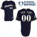 customize mlb milwaukee brewers jersey blue 2010 road cool base