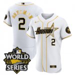 Men's Houston Astros #2 Alex Bregman World Series Stitched White Gold Special Flex Base Jersey