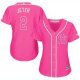 Women MLB New York Yankees #2 Derek Jeter Pink Fashion Stitched Jerseys