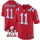 Men's NIKE NFL New England Patriots #11 Julian Edelman Red Super Bowl LI Bound Game Jersey