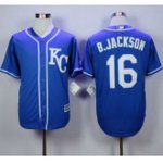mlb majestic kansas city royals #16 bo jackson blue new cool base jerseys