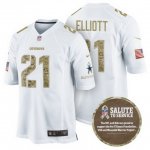 Men's Nike Dallas Cowboys #21 Ezekiel Elliott White Salute To Service Limited NFL Jerseys