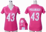 nike women pittsburgh steelers #43 polamalu pink [draft him ii t