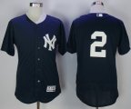 Men MLB New York Yankees #2 Derek Jeter Blue Flexbase Authentic Collection Stitched Jerseys
