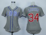 women mlb chicago cubs #34 jon lester grey majestic cool base jerseys