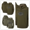 Football Green Bay Packers Olive Salute to Service Sideline Therma Performance Pullover Hoodie