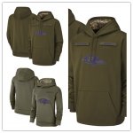 Football Baltimore Ravens Olive Salute to Service Sideline Therma Performance Pullover Hoodie
