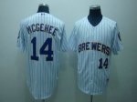 Baseball Jerseys milwaukee brewers #14 mcgehee white(blue strip)
