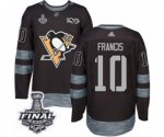 Men's Adidas Pittsburgh Penguins #10 Ron Francis Authentic Black 1917-2017 100th Anniversary 2017 Stanley Cup Final NHL Jersey