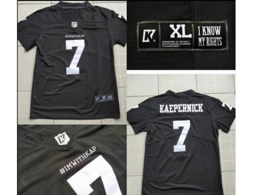 Imwithkap Jersey 7 Colin Kaepernick Black I\'m With Wap American Football Jersey Mens Stitched
