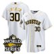 Men's Houston Astros #30 Kyle Tucker White Gold Stitched World Series Cool Base Limited Jersey