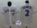 mlb toronto blue jays #2 troy tulowitzki majestic white flexbase authentic collection jerseys with 40th anniversary patch