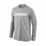 nike nfl dallas cowboys font long sleeve t-shirt grey