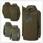 Football Detroit Lions Olive Salute to Service Sideline Therma Performance Pullover Hoodie