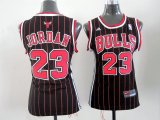 women nba chicago bulls #23 jordan black jerseys [red stripe]