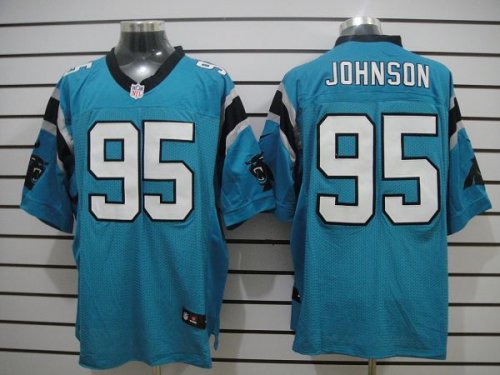 nike nfl carolina panthers #95 johnson elite blue jerseys
