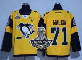 Men Pittsburgh Penguins #71 Evgeni Malkin Gold 2017 Stadium Series Stanley Cup Finals Champions Stitched NHL Jersey