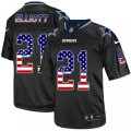 Men's Nike Dallas Cowboys #21 Ezekiel Elliott Black USA Flag Fashion Elite NFL Jerseys