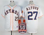 mlb houston astros #27 jose altuve white cool base 50th anniversary patch jerseys