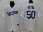 Men's Los Angeles Dodgers #50 Mookie Betts White 2020 Stitched Baseball Jerseys