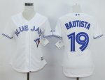 women mlb toronto blue jays #19 jose bautista white majestic cool base jerseys