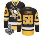 Youth Reebok Pittsburgh Penguins #58 Kris Letang Authentic Black-Gold Third 2017 Stanley Cup Final NHL Jersey