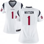 Women NFL Houston Texans #1 Deshaun Watson Nike White 2017 Draft Pick Game Jersey