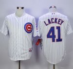 mlb chicago cubs #41 john lackey white cool base jerseys [blue stripe]